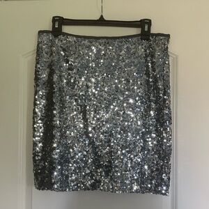 Silver sequin mini skirt